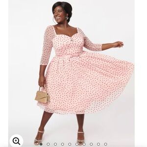 Unique Vintage Pink & Red Hearts Lamar Swing Dress